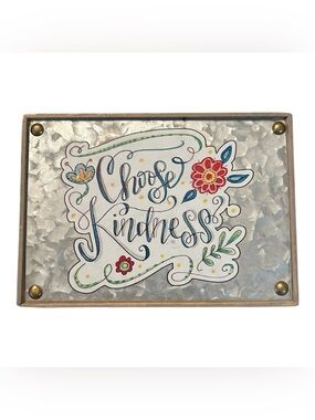 The Spring Shop "Choose Kindness" Metal Sign - Silver, Blue, Red, Green, Yellow